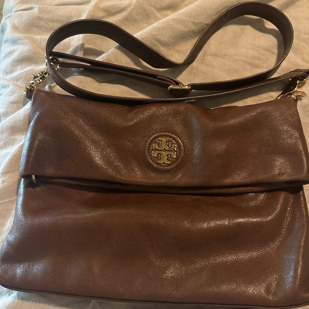 Tory Burch Brown Leather Crossbody Bag with dust bag